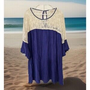 Y2K Chic UMGEE USA Women's Bell sleeves Embroidered Baby Doll Dress- xl